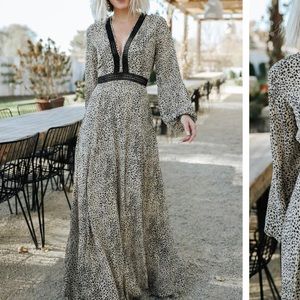 Baltic Born Cha Cha Taupe Print Maxi Dress - NWT